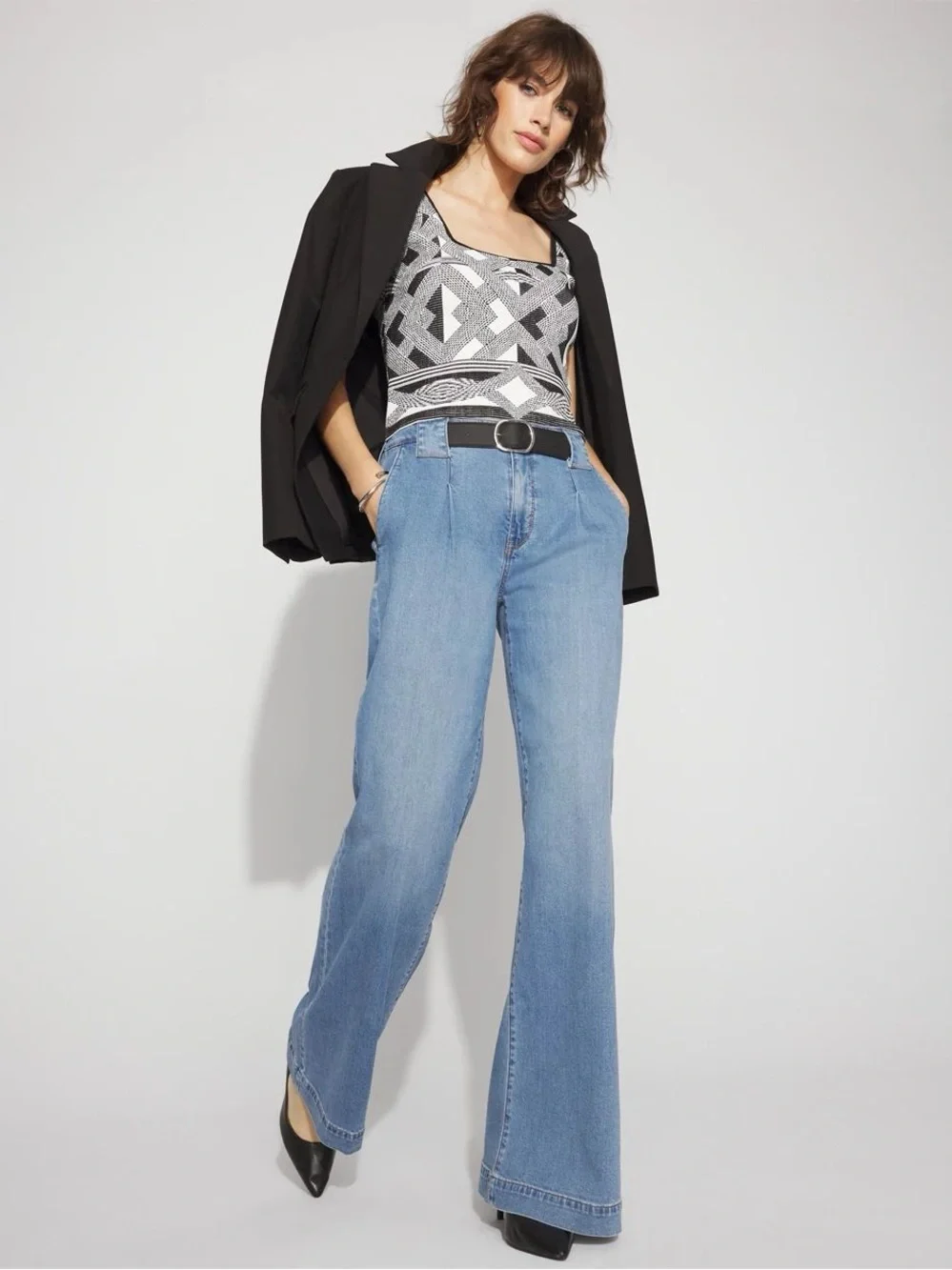 WHBM FORME™ $89 Sculpt Stretch Geometric Jacquard Sweater Tank - Picture 5 of 8